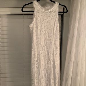 White lace midi dress
